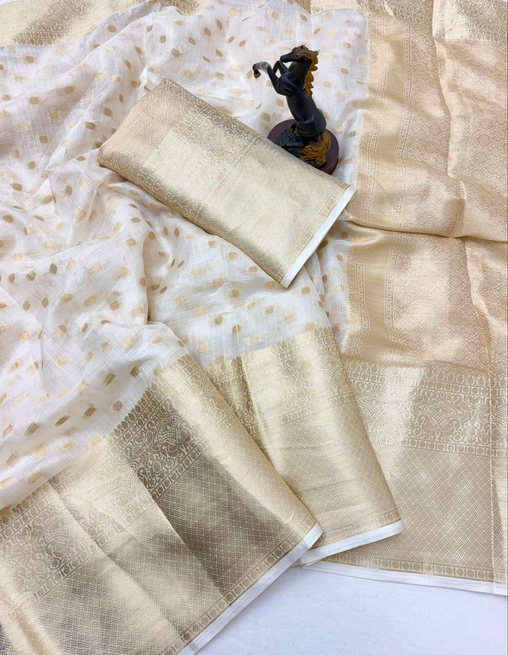 White colour Uniform Special wear Collection comfortable Pure Soft Kota Doriya Fabric saree wholesale in surat 